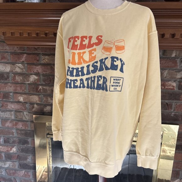 comfort colors sweatshirt Feels Like Whisky Size Large Yellow - Picture 2 of 6